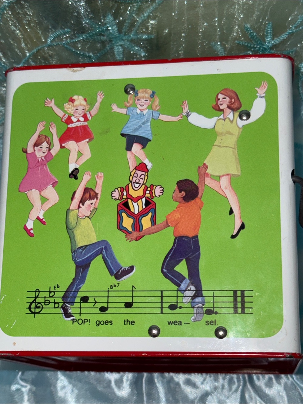 Vintage-Romper Room Jack in the box. Style Musical Toy Box — Red & Green - Picture 3 of 6